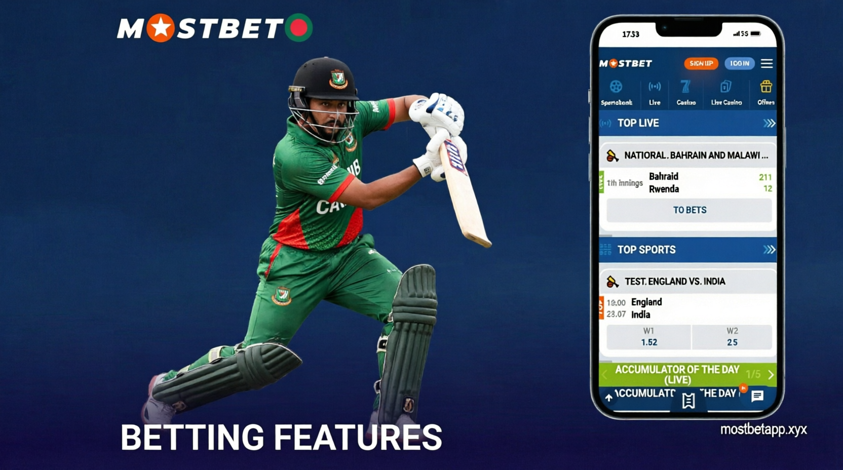 Sports betting options available on Mostbet app in Bangladesh
